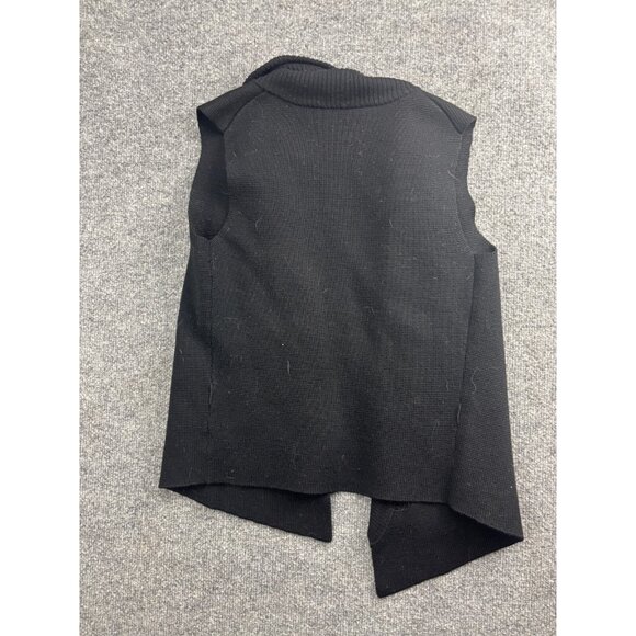 Theory Wool Cardigan Women's P/TP Black Sleeveless Sweater Vest Open Front - Picture 6 of 6